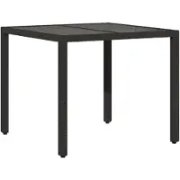 vidaXL Tuintafel met glazen blad 90x90x75 cm poly rattan