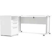Ebuy24 Prisme Hoekbureau met 1 plank en 3 laden, wit, wit