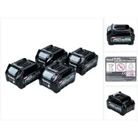 Makita accuset 40 V met 4x BL 4025 2,5 Ah ( 4x 191B36-3 ) XGT Li-Ion accu IP64 beschermingsklasse met LED-display