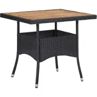 Syfax Tuintafel poly rattan en massief acaciahout zwart