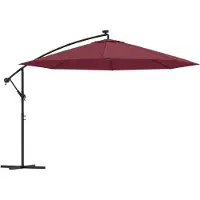 Syfax Zijdelingse tuinkap met LED-verlichting, bordeauxrood, 350 cm