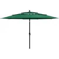 Syfax Parasol 3-laags met aluminium paal 3,5 m groen
