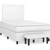 vidaXL Boxspring met matras kunstleer wit 120x200 cm