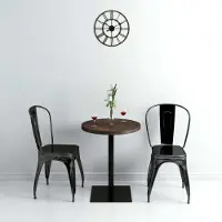 Prolenta Maison Exclusive - Bistrotafel, MDF en staal, rond, diameter 60 x 75 cm, donkere esdoornhout