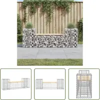 The Living Store De Living Store tuinbank van gabionen, afmetingen 183x41x60,5 cm, gemaakt van massief grenenhout