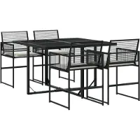 vidaXL 5-delige Tuinset met kussens poly rattan zwart
