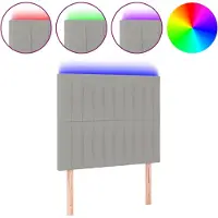vidaXL Hoofdbord LED 90x5x118/128 cm stof lichtgrijs
