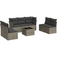 vidaXL 8-delige Loungeset met kussens poly rattan grijs