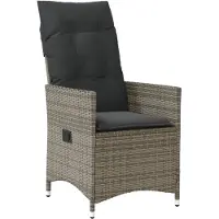 vidaXL Tuinstoel verstelbaar met kussens poly rattan grijs