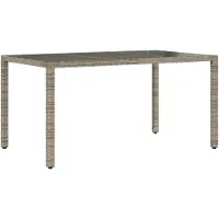 Syfax Tuintafel met glazen blad 150x90x75 cm poly rattan grijs