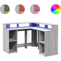vidaXL LED-bureau, grijs Sonoma, 130x130x91 cm, houtvezel