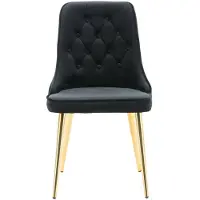 Ebuy24 VelvetDeluxe eetkamerstoel velours zwart, messing decor.