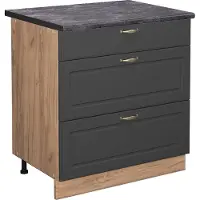 Vicco Fame-Line Keukenonderkast – 80 cm met 3 laden, WB Antraciet Antraciet-goud