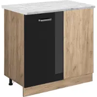 Vicco R-Line Hoekkast – 86 cm WB Marmer Zwart hoogglans
