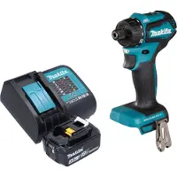 Makita Boormachine + slagboor, DDF 083 SF1 Accuboormachine 18 V 40 Nm 1/4'' borstelloos + 1x oplaadbare accu 3.0 Ah + lader