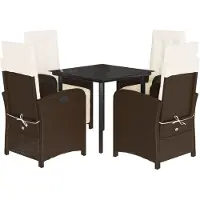 vidaXL 5-delige Tuinset met kussens poly rattan bruin