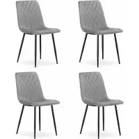Leobert Chaise - - Turijn - Lichtgrijze fluweelstof - 44,5 x 53 x 88,5 cm - Lot van 4