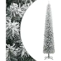Syfax Kunstkerstboom smal met standaard en sneeuw 300 cm PVC