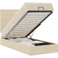 vidaXL Ottoman bed met matras 90x190cm stof crèmekleurig