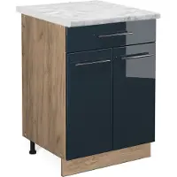 Vicco Fame-Line Keukenonderkasten – 60 cm met lade, WB Marmer Donkerblauw hoogglans