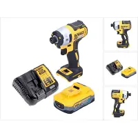 DeWalt Boormachine + slagboor, DCF 887 H1 Accu-slagmoersleutel 18 V 205 Nm 1/4" Borstelloos + 1x Accu Powerstack 5.0 Ah + (Oplaadbare batterij)