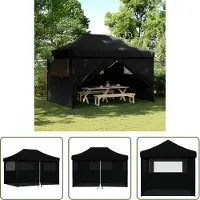 The Living Store De Living Store partytent, inklapbaar en opvouwbaar, met 4 zijpanelen, zwart