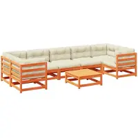 vidaXL 8-delige Loungeset met kussens massief grenenhout wasbruin