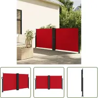 The Living Store Tuinscherm - Windscherm - Windscherm uittrekbaar 120x1200 cm rood - Privacy Screen - Balkon Decoratie - Terrasdecoratie