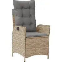 vidaXL Tuinstoel verstelbaar met kussens poly rattan gemengd beige