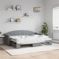 Prolenta Maison Exclusive - Uittrekbaar dagbed, lichtgrijs, 80x200 cm, gestoffeerd