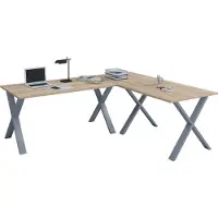 VCM Houten Bureau | Hoekbureau Plain | 190x160 | L Vorm Links of Rechts | Werkende Tafelplaat 50 cm Diep | Computertafel Kantoormeubilair - Lona X