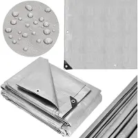 Springos Afdekzeil | Dekzeil | Zeildoek | Waterdicht | PVC | 8 x 5 m | 210 g/m2 | Grijs/Bruin