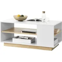 En.casa Salontafel Trelleborg 100x60x46 cm wit en eikenkleurig
