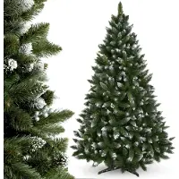 Kadax Kunstkerstboom met zilveren bolletjes en rijp, 220 cm, dennenboom van pvc, groene kerstboom met 535 takken, kunststof standaard, Ø ca. 120 cm (premium sneeuwvlok 220 cm)