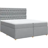 vidaXL Boxspring met matras stof lichtgrijs 200x200 cm