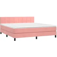 vidaXL Boxspring met matras fluweel roze 160x200 cm