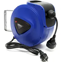 XPOtool Automatische kabelhaspel, 20 meter, met wandbevestiging, 180° draaibaar, inclusief bevestigingsmateriaal, automatische stroomhaspel