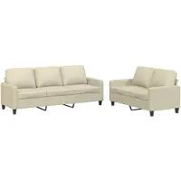 vidaXL 2-delige Loungeset met kussens kunstleer crème