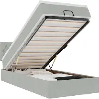 vidaXL Ottoman bed met matras 90x200cm fluweel lichtgrijs