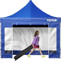 Vevor Gazebo Opvouwbaar 3x3m Opvouwbaar Gazebo 240g PVC Gecoat Polyester Pop-Up Gazebo 1,95-2,13m Verstelbare Feesttent Marquee Strandtent Blauw voor Bruiloften of Andere Commerciële Activiteiten