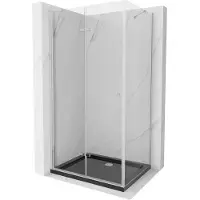 Mexen Lima opvouwbare douchecabine 80 x 120 , transparant, chroom + Flat douchebak, zwart - 856-080-120-01-00-4070