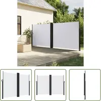 The Living Store Windscherm Uittrekbaar - Windscherm - Windscherm uittrekbaar 180x600 cm wit - Privacy Screen - Tuinschirm - Balkonscherm