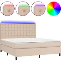 vidaXL Boxspring met matras en LED kunstleer cappuccinokleur 160x200cm