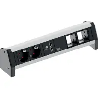 Bachmann DESK 2x geaard stopcontact 1x USB lader 2x ABD GST18