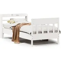 vidaXL Bedframe zonder matras massief grenenhout wit 75x190 cm