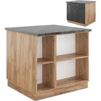 Vicco Keukeneiland Fame-Line Antraciet Landhuis/Goud Kraft Eik 90 cm met lade, zonder werkblad, Model 38720