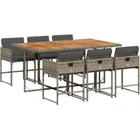 vidaXL 7-delige Tuinset met kussens poly rattan grijs