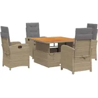 vidaXL 5-delige tuinset met kussens, beige, polyrotan