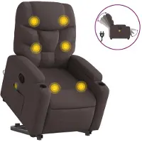 Syfax Sta-op-massagestoel elektrisch verstelbaar stof donkerbruin