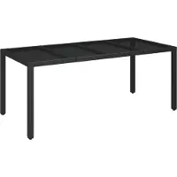 Syfax Tuintafel met glazen blad 190x90x75 cm poly rattan zwart